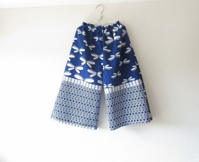 ☆浴衣ガウチョパンツ☆パッチワーク♪/31kg066