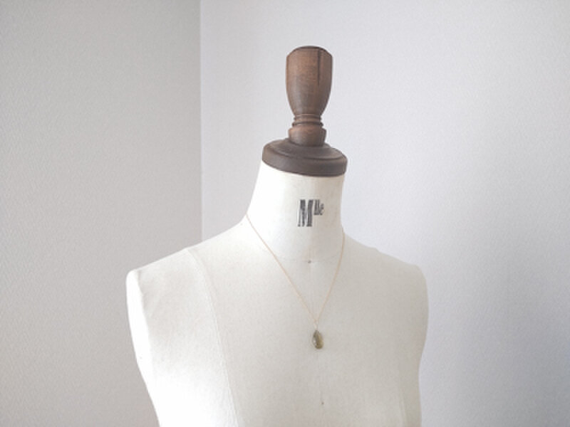 オリーブカラークォーツ(水晶)/k14gfネックレス