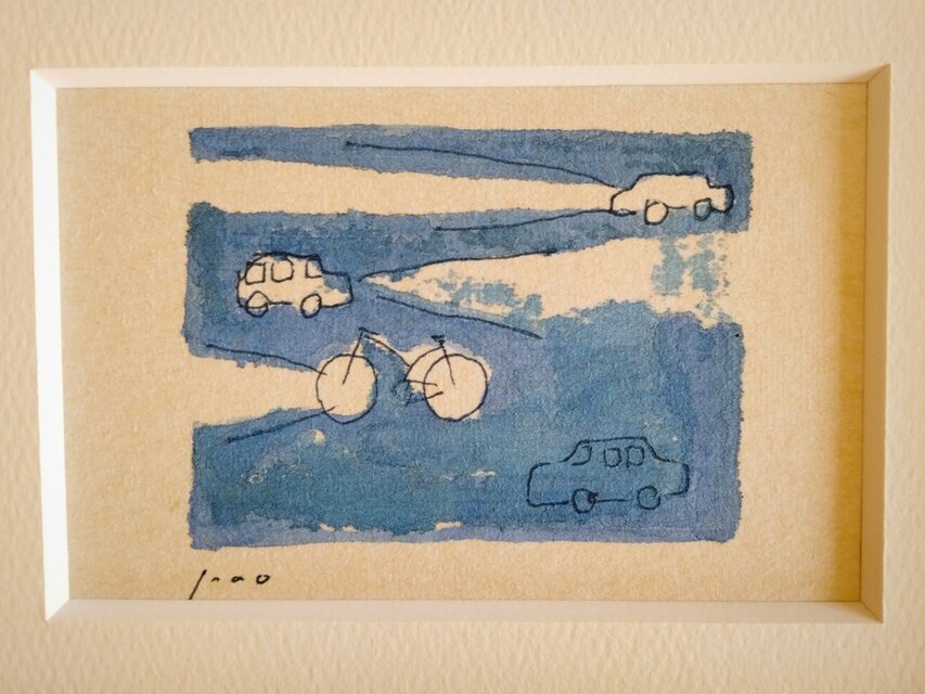 夜」原画 イラスト ※木製額縁入り（2Lサイズ）水彩 ドローイング