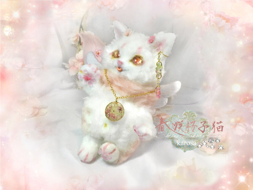 ハンドメイド☆羊毛フェルト 夏 スイカ ねこ - 羊毛フェルト最低