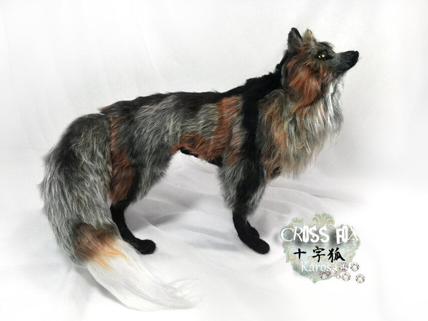 狐 テウメッサの狐 Cross Fox 全身可動 羊毛フェルト アート