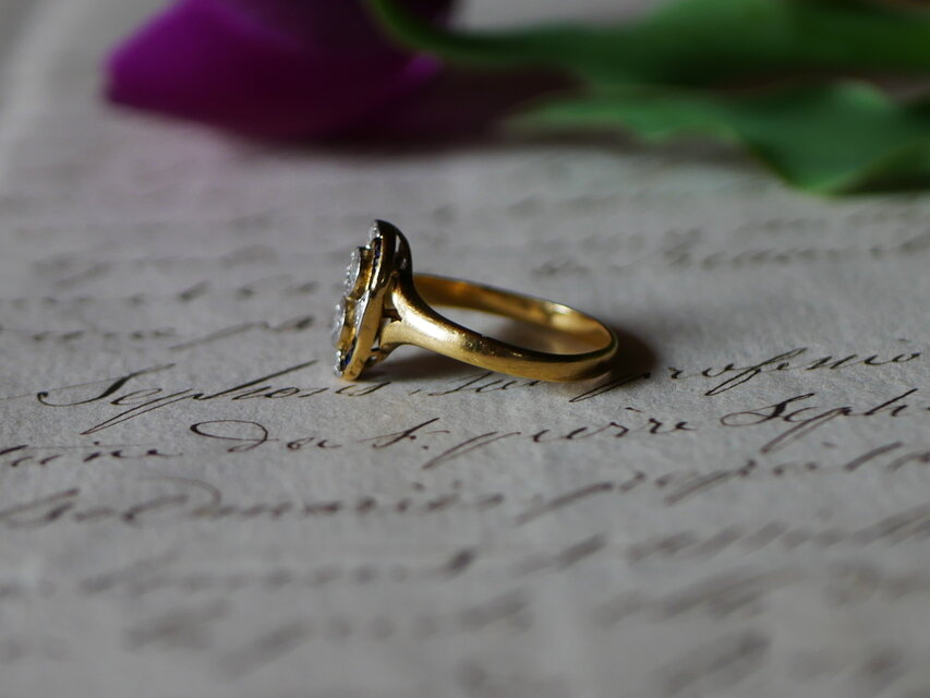 FR-56 アールデコ K18 アンティークリング 指輪 フランスアンティーク