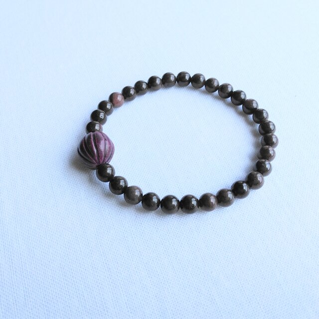 「ヌーマイトインガーネット」とオリジナル陶土ビーズ＊＊＊ブレスレット＊＊＊