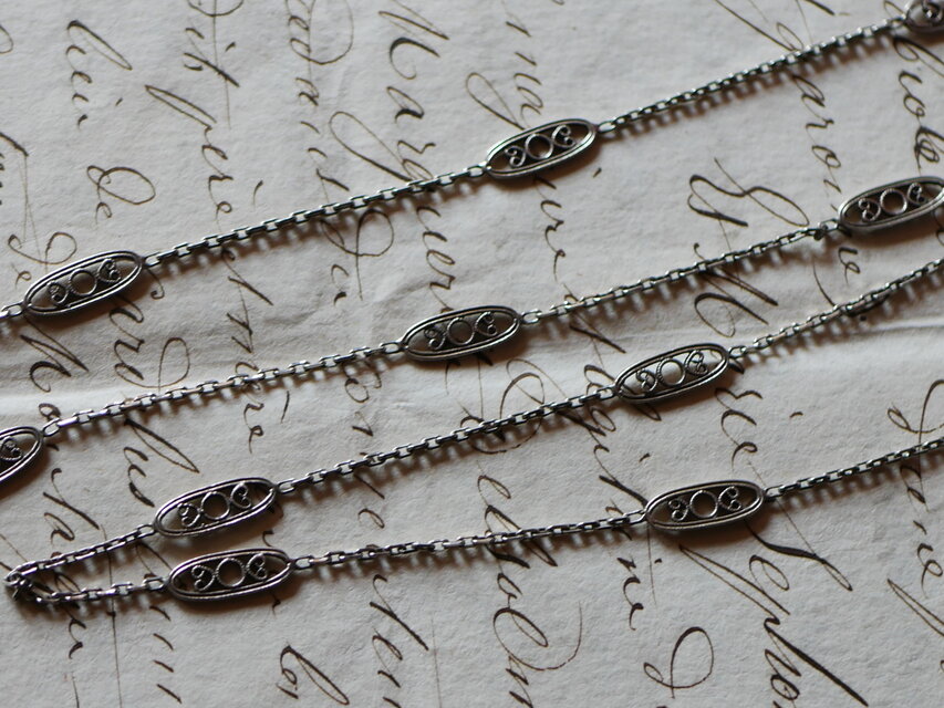 蟹マーク 純銀 フィリグリーネックレス フランスアンティーク