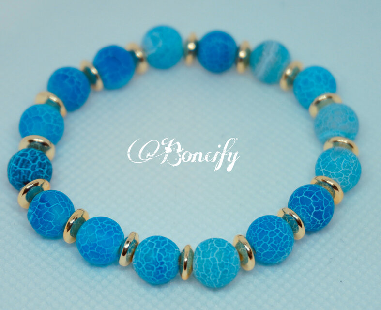 ❁ お守り天然石ブレスレット ❁ 瑪瑙 ❁ サイズ調整可 ❁ 13cmから22cmまで ❁作品名:Night Moon nink