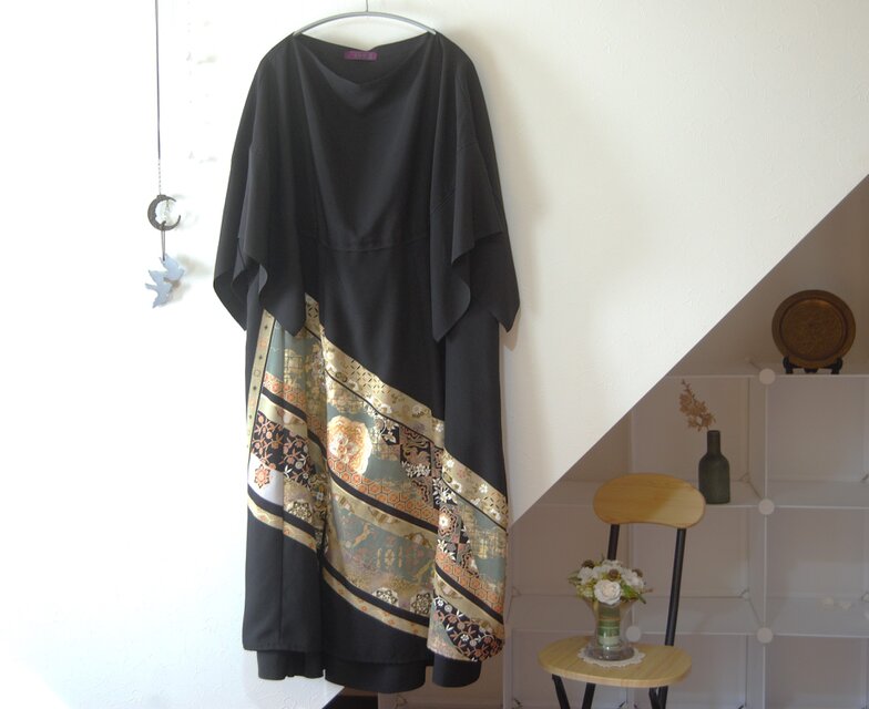 展示品　宝相華文様の留袖ドレス＊ダブルスカート　着物リメイク