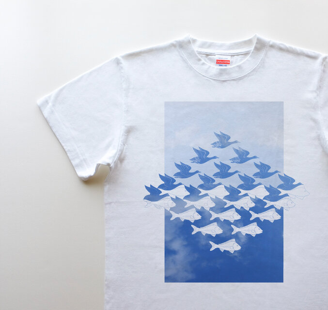 千鳥千魚格子 5.6oz Tシャツ / white