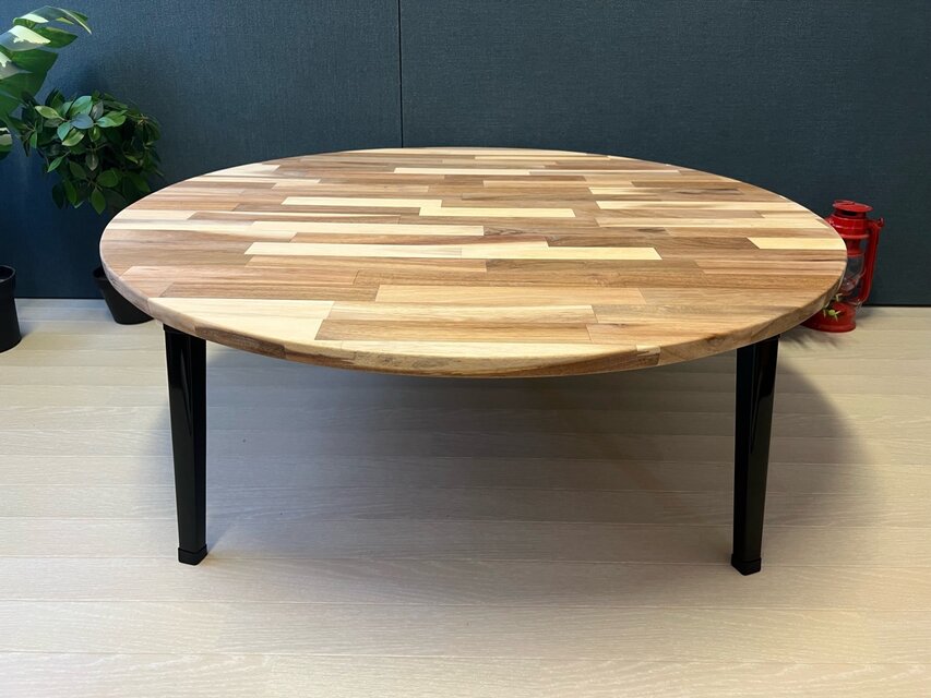 送料無料】 ローテーブル 丸形 90cm アカシア 折りたたみ脚 改