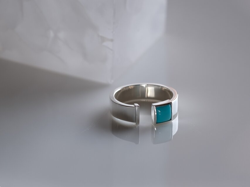 turquoise square open ring ターコイズスクエアオープンリング