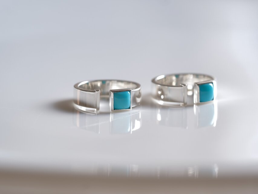 turquoise square open ring ターコイズスクエアオープンリング