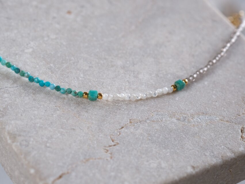 sturquoise ＆mother of pearl necklace：天然石ターコイズ