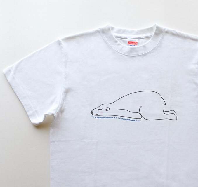 シロクマのひと休み　5.6oz　Tシャツ　white
