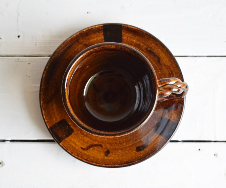 飴釉コーヒーカップ＆ソーサー