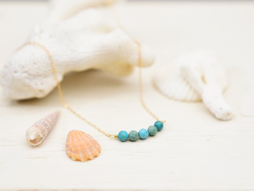 【14kgf ネックレス】シンプルに楽しむ大人 ターコイズ 天然石・12月誕生石