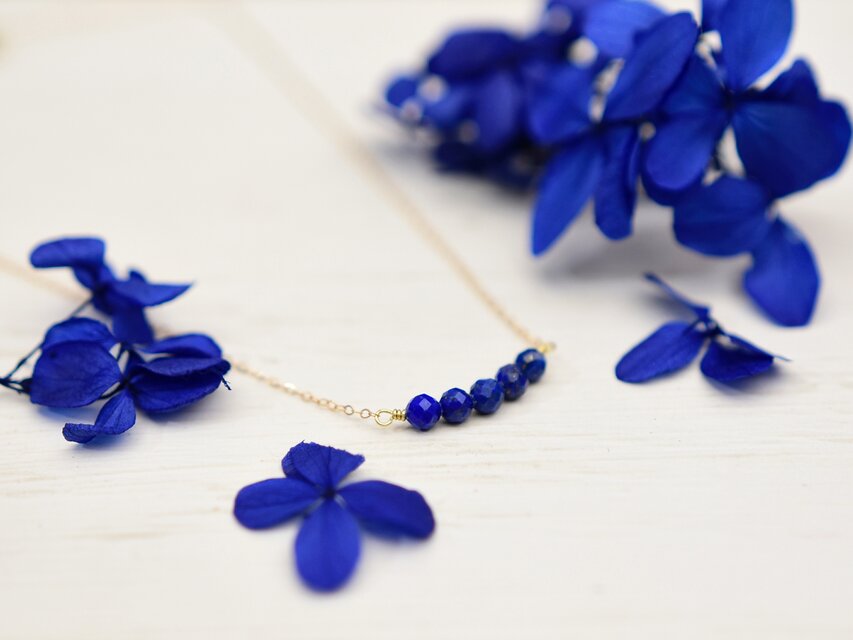 【14kgf ネックレス】ラピスラズリ 青 天然石・12月誕生石