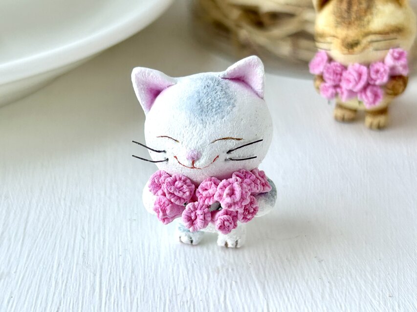 花束猫さん・カーネーション(グレートラ白)