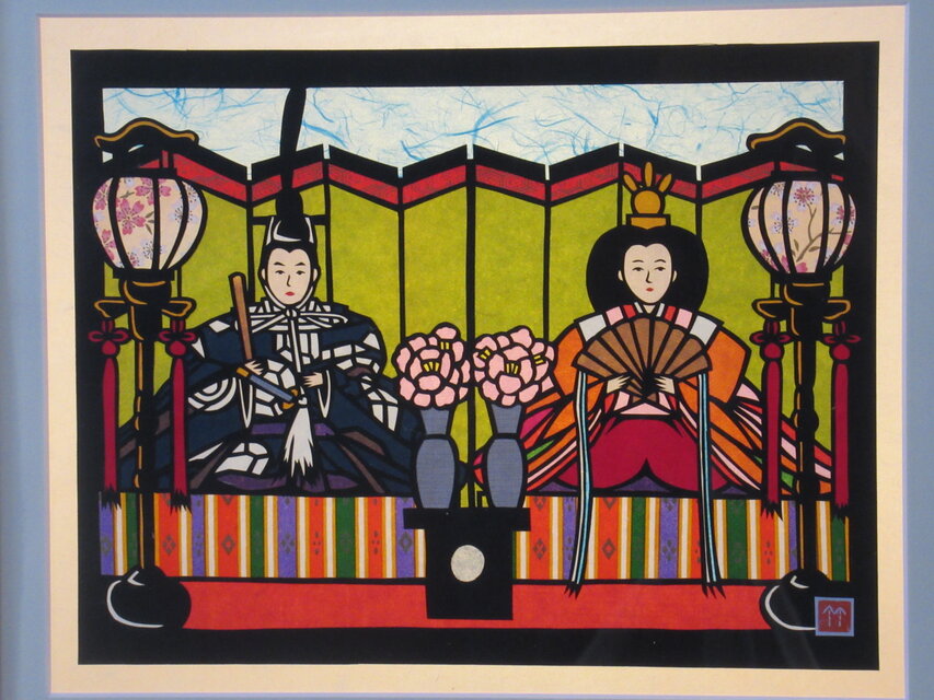 愛妻雛　　　組子と切り絵のコラボ　　　　　参考作品　　　　非売品