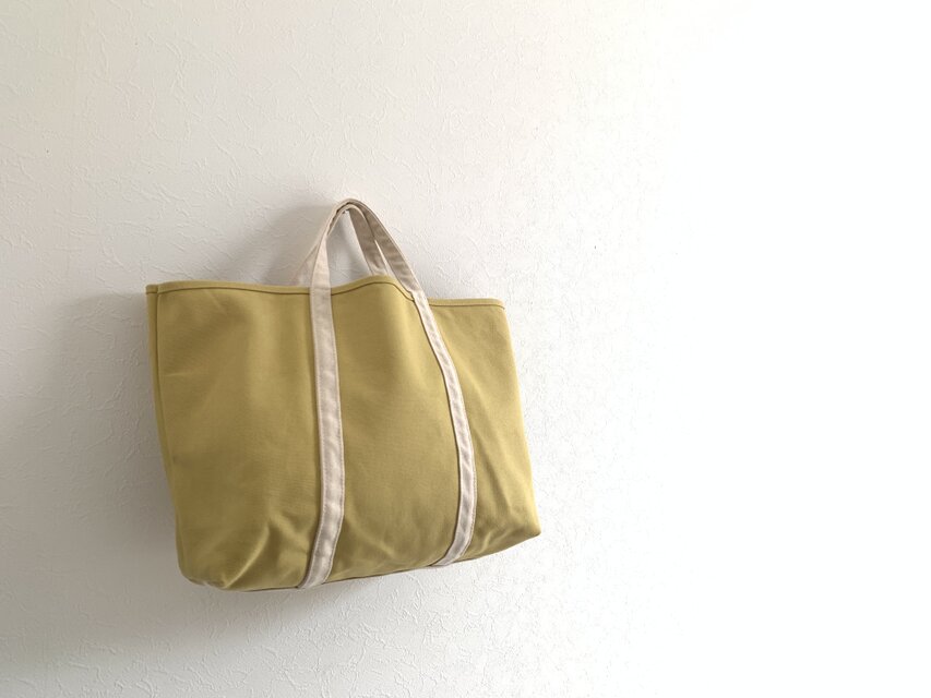 受注制作】帆布　BASIC TOTE(M)  スイートポテト×生成り