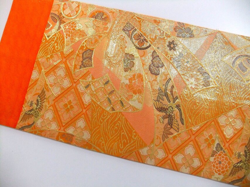❤千春❤ ハンドメイド 帯 リメイク 16)2256】104cm/本箔佐賀錦/テーブルセンター・敷物/和風・帯