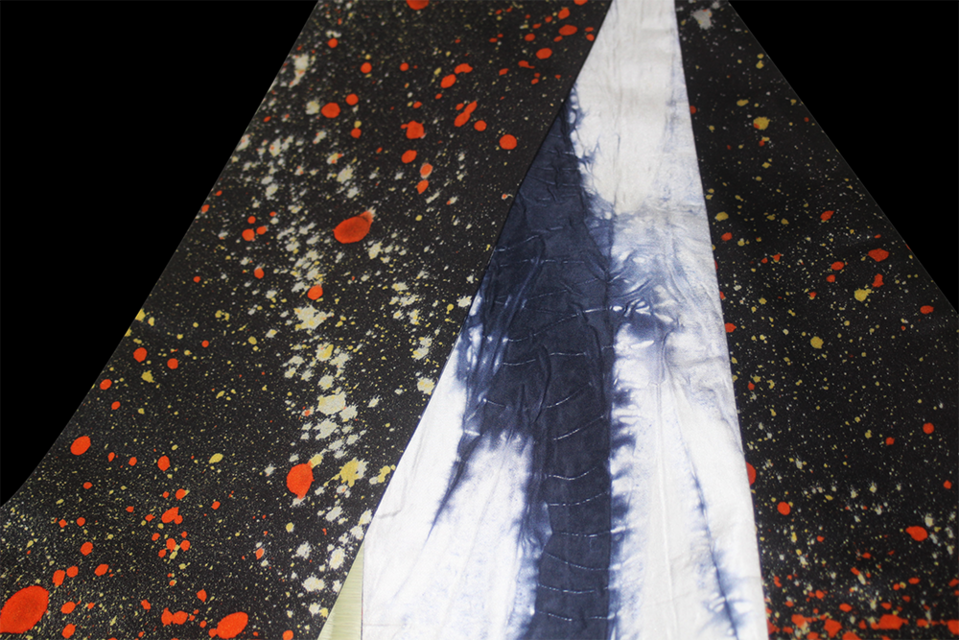 正絹　半幅帯　リバーシブル　染帯