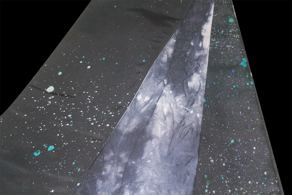 正絹　半幅帯　リバーシブル　染帯