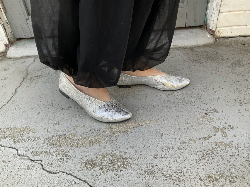 シルバー パンプス フラット｜痛くない ぺたんこ 靴｜歩きやすい 大人