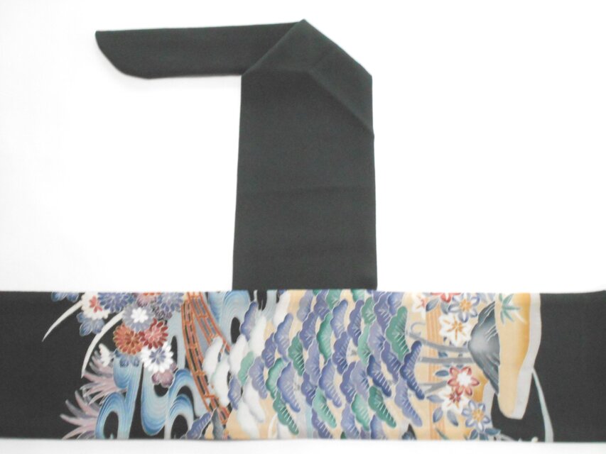 弓巻き　黒留　友禅染