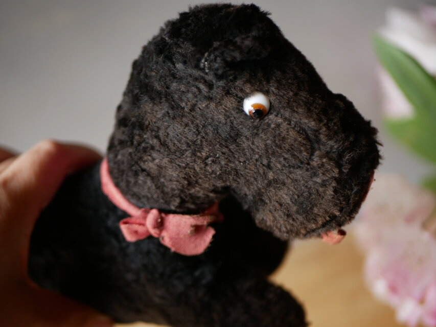 ベロを出した黒いワンちゃん ぬいぐるみ フランスアンティーク | iichi