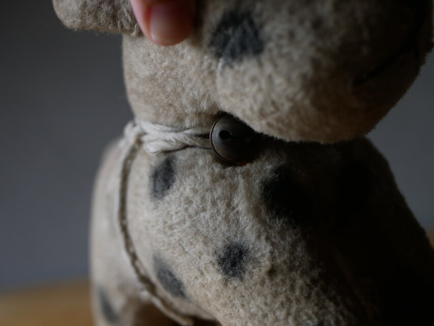 ドット柄のワンちゃん　犬　アンティークトイ　ぬいぐるみ　フランスアンティーク it-680cb681d056f-1200.jpg