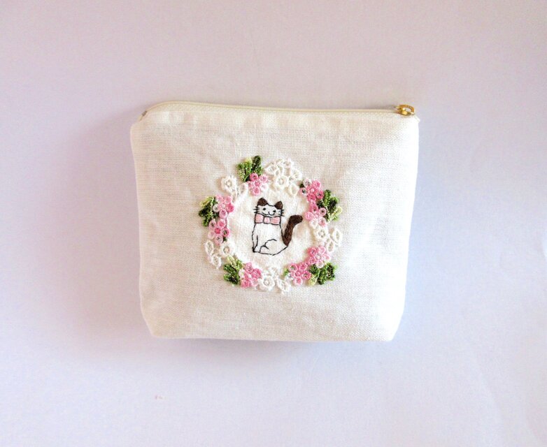 春うららにゃんこポーチ ＊桜の庭A＊