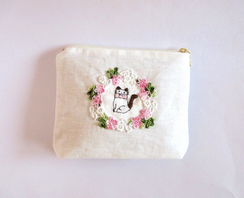 春うららにゃんこポーチ ＊桜の庭C＊