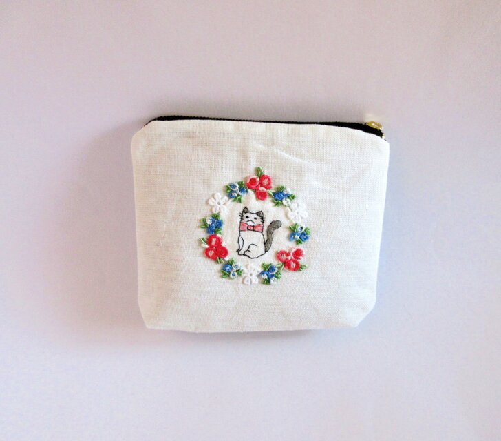 春うららにゃんこポーチ ＊お花畑B＊