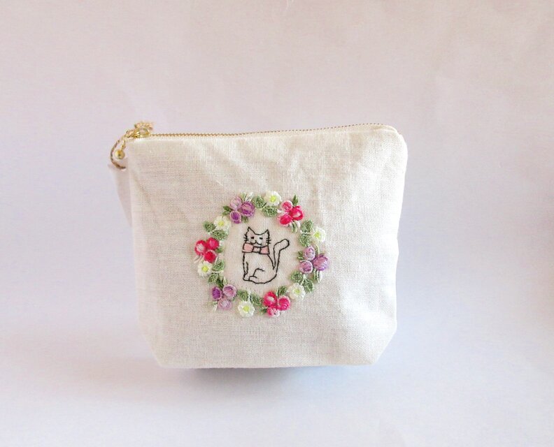 春うららにゃんこポーチ ＊お花畑D＊