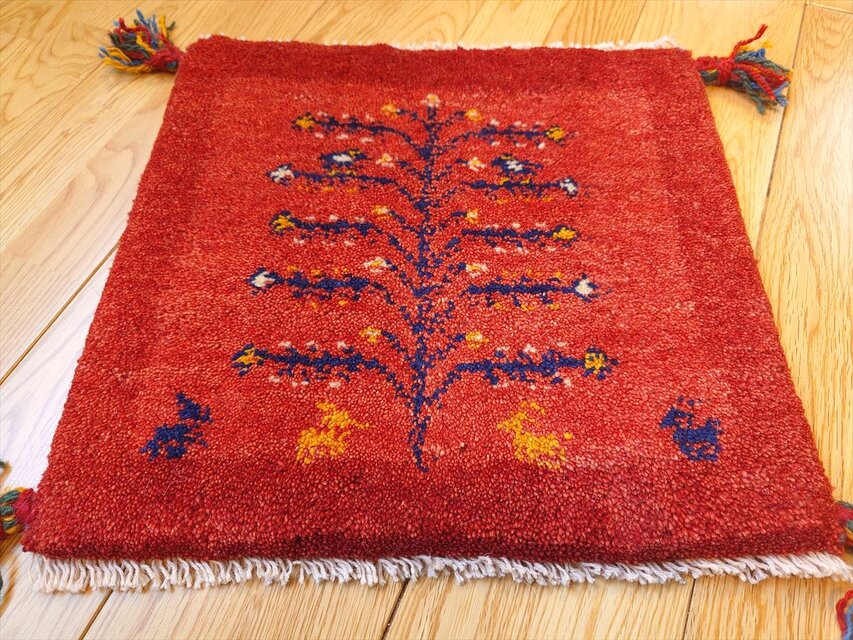 ペルシャ ギャッベ ミニマット 43x39cm にわとり ベージュ T8691