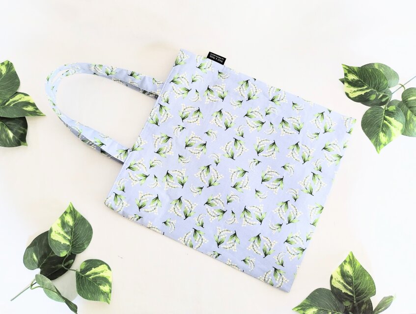 スズランのペタンコトートバック(ブルー)