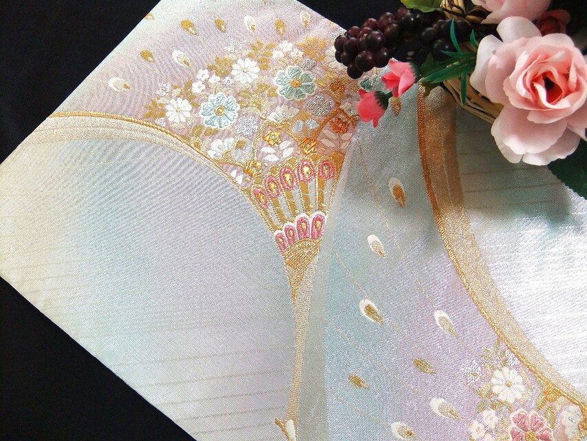 16)2261】56cm/花鳳凰文様/テーブルセンター・敷物/和風・帯