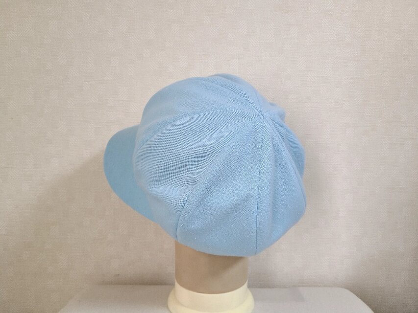 魅せる帽子☆ポコポコ織りが可愛いキャスケット～スカイブルー