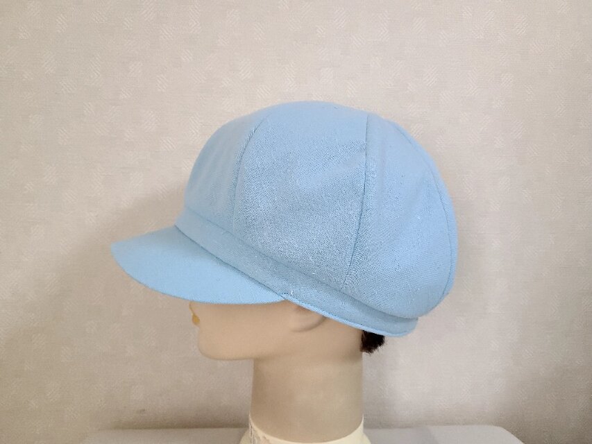 魅せる帽子☆ポコポコ織りが可愛いキャスケット～スカイブルー