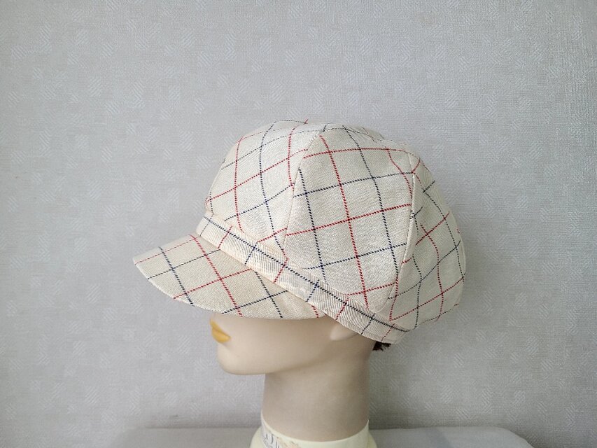 魅せる帽子☆ウインドウペーン柄のキャスケット～クリームイエロー
