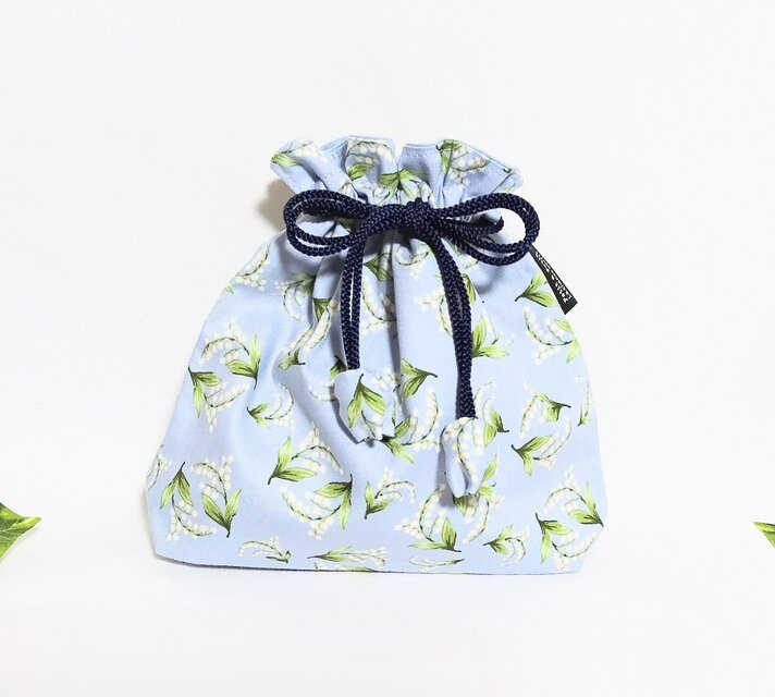 すずらんの巾着袋(ブルー)