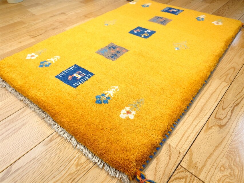 ペルシャ ギャッベ 玄関マット ラグ 90X60㎝ パネル 花 ヤギ羊 ペルシャ ギャッベ 玄関マット ラグ 90X60㎝ パネル 花 ヤギ羊