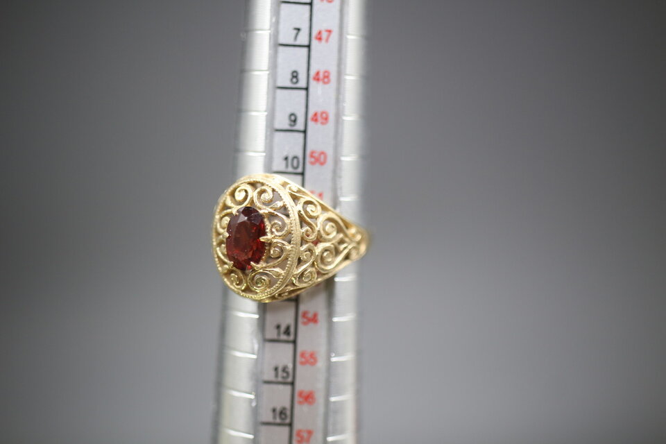 ビンテージ 英国 イギリス 1993年 天然 ガーネット ゴールド 指輪  