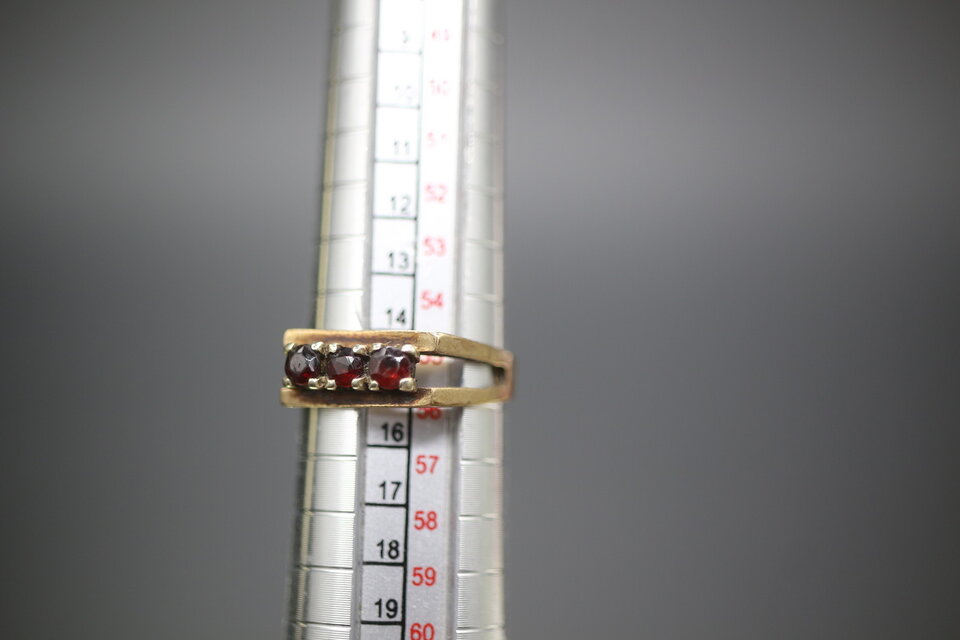 ビンテージ 英国 イギリス 天然 ガーネット ゴールド 9CT 指輪 リング