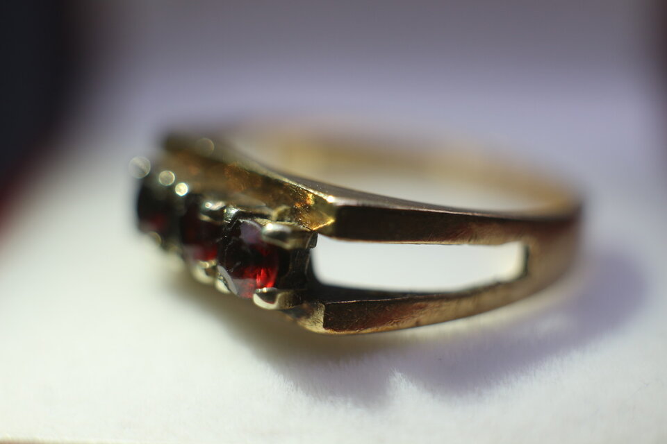 ビンテージ 英国 イギリス 天然 ガーネット ゴールド 9CT 指輪 リング