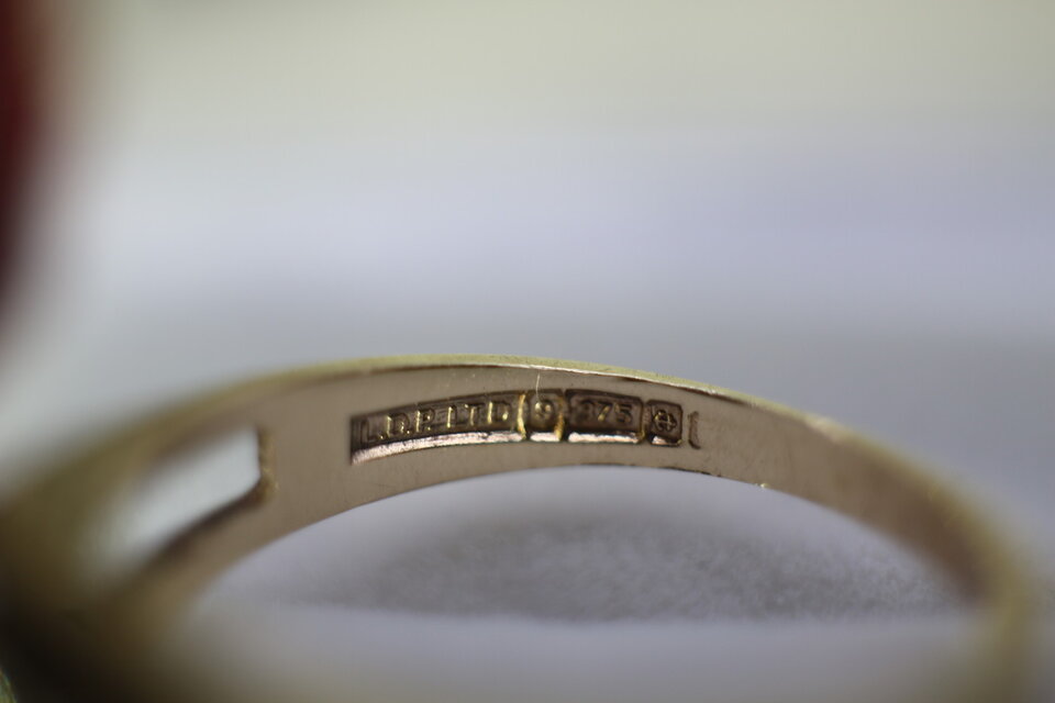ビンテージ 英国 イギリス 天然 ガーネット ゴールド 9CT 指輪 リング