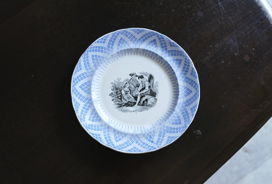 クレイユモントロー クレイユエモントロー グリザイユ デザート皿 平皿