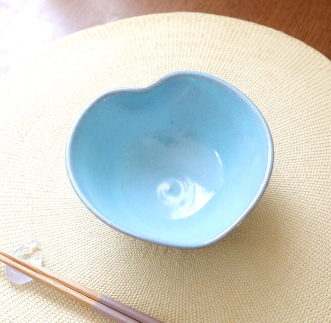 【SALE】こっくり水色釉薬の木の葉鉢