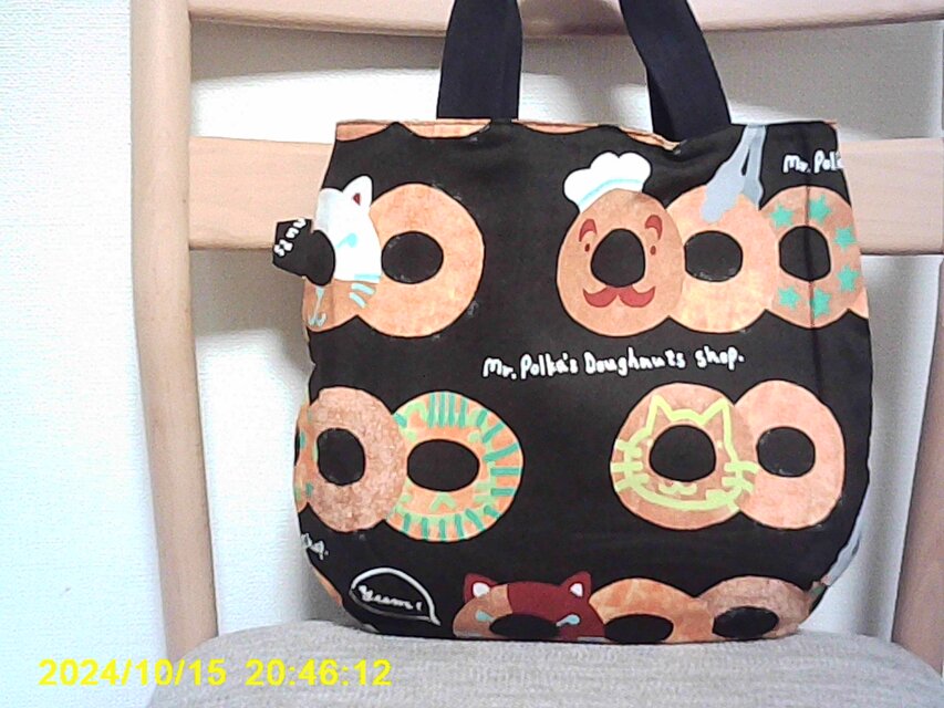 おじさん・にゃんこドーナツ・いろいろドーナツ・コットンプリントのトートバック