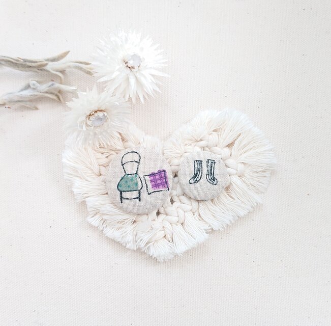 ★くるみボタンブローチ★