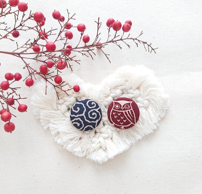 ★くるみボタンブローチ★